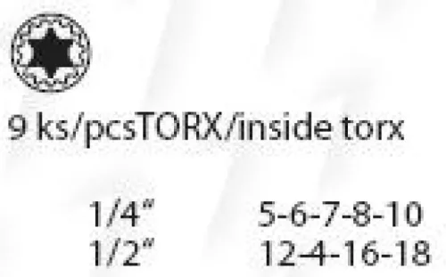 Festa E-torx dugófej készlet, margaréta, 9 db-os