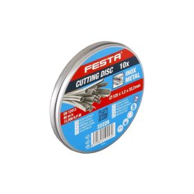   Festa INOX fémvágó korong 115 x 1 x 22,2 mm, 10 db-os készlet, fém dobozban