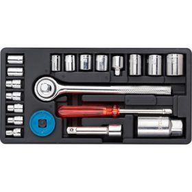   Sterg dugókulcs készlet, 1/4'', 3/8'', 4-21 mm,  20 db, hobby célra