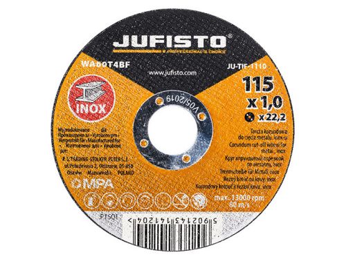 Jufisto Inox vágókorong 115 x 1,0 x 22,2 mm,