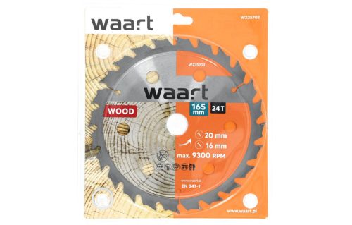 Waart vídiás körfűrészlap fához, 165 X 20 X 30T