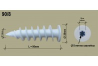 Polisztirol dűbel 90 csavarmenetes 10 cm-es szigeteléshez, csavar: 8 mm