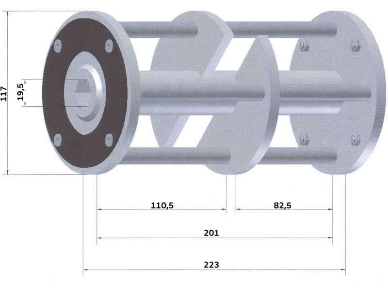 Betonmaró dob 4 db tengellyel D=117mm L=223mm