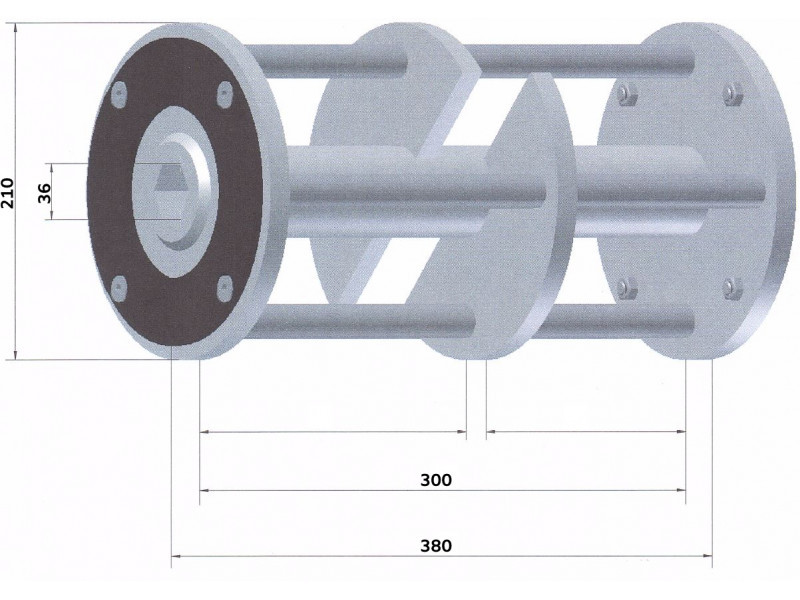 Betonmaró dob 4 db tengellyel D=210mm L=380mm