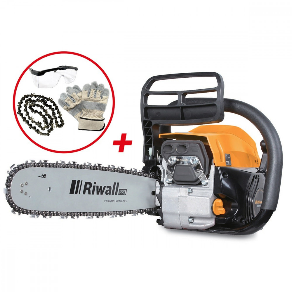 Riwall RPCS 5140 SET - benzinmotoros láncfűrész 49 cm3 motorral és tartozékokkal