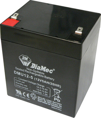 DIAMEC 12V 5Ah 12V, 5Ah, zselés, ólom akkumulátor, gondozásmentes, 105.5x89.5x70mm, 1.5kg.