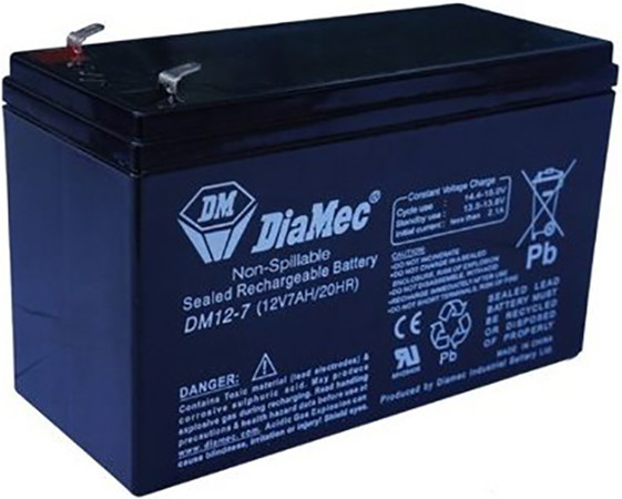 DIAMEC 12V 7Ah 12V, 7Ah, zselés, ólom akkumulátor, gondozásmentes, 151x99x65mm, 2.13kg.