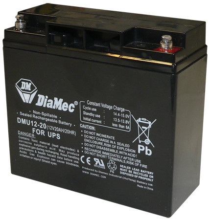 DIAMEC 12V 20Ah 12V, 20Ah, zselés, ólom akkumulátor, gondozásmentes, 181x167x76mm, 5.24kg.