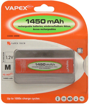 VAPEX 1VTE1450M M méretű, NiMH akkumulátor, 1.2V, 1450mAh.