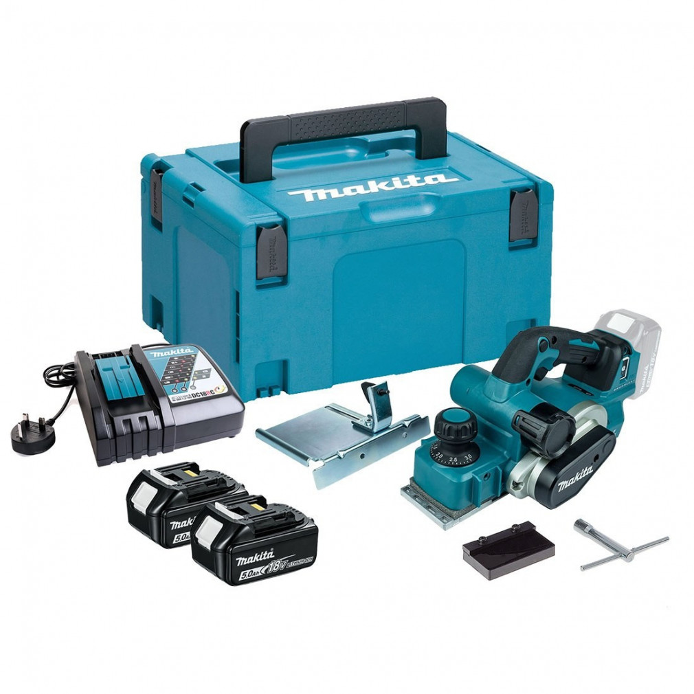 Makita akkus gyalu 2x5,0Ah 18V LXT Li-ion BL AWS aDT 82mm + MAKPAC koffer