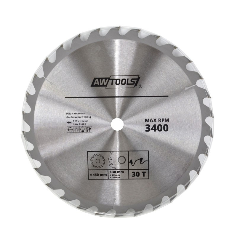 AWTOOLS körfűrészlap fához 250 x 30 / 16 / 22,2 mm, 30 fog