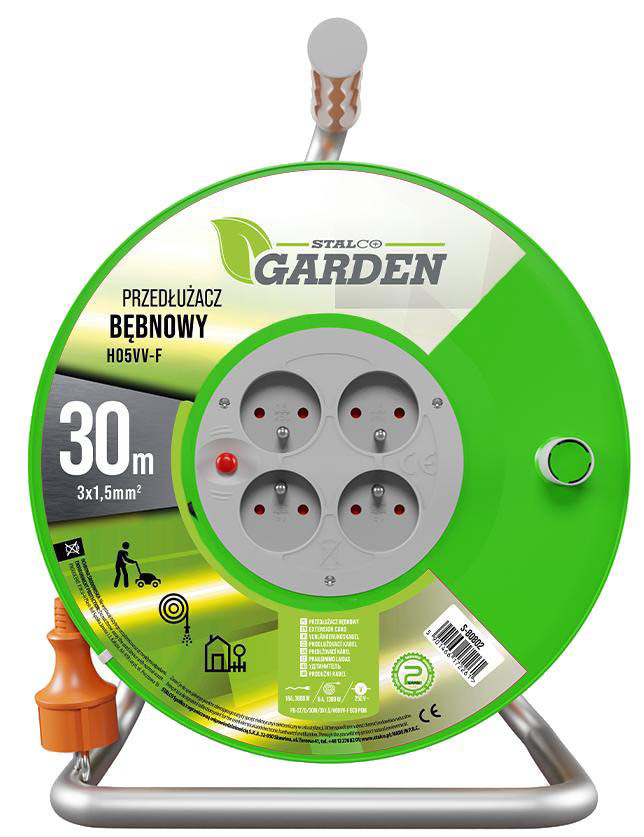 Kábeldob, 4x2p+Z, 16A, 3680W, 3x1,5mm H05VV-F, ECO-LINE, STALCO GARDEN