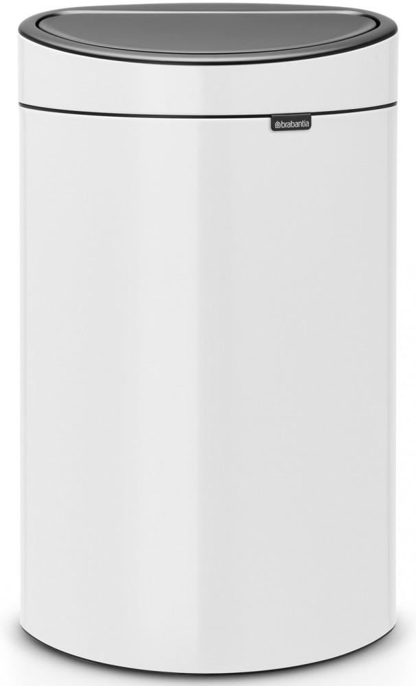 Brabantia Touch Bin New Soft-Touch nyomófedeles hulladékgyűjtő belső tartállyal, ovális, 40L - L méret, acél, fehér