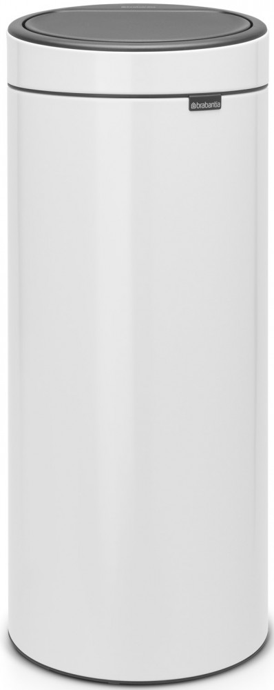 Brabantia Touch Bin New Soft-Touch nyomófedeles hulladékgyűjtő belső tartállyal, kerek, 30L - G méret, acél, fehér