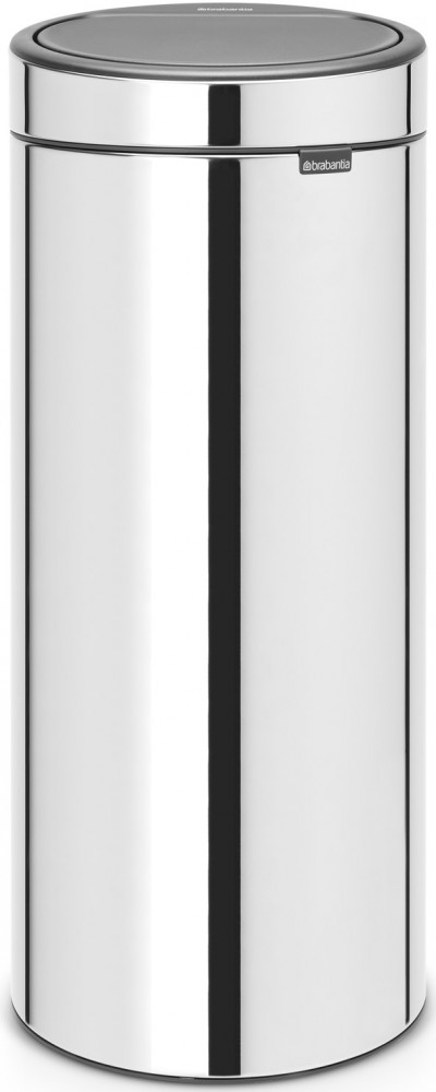 Brabantia Touch Bin New Soft-Touch nyomófedeles hulladékgyűjtő belső tartállyal, kerek, 30L - G méret, r.m. acél, fényes