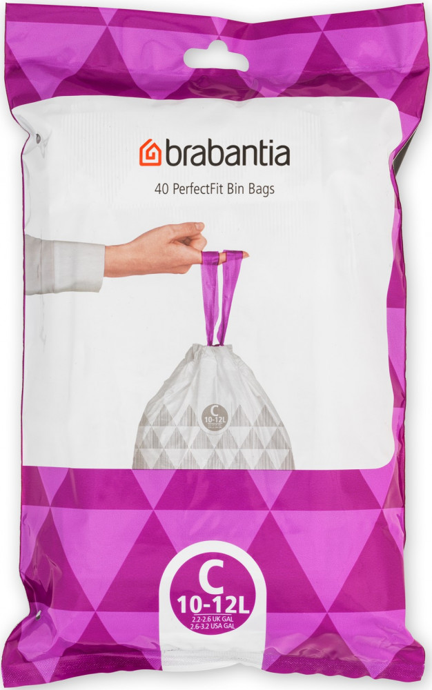 Brabantia PerfectFit szemeteszsák, C méret, 10-12L, visszazárható adagoló csomag, 40 zsák/csomag - 137945