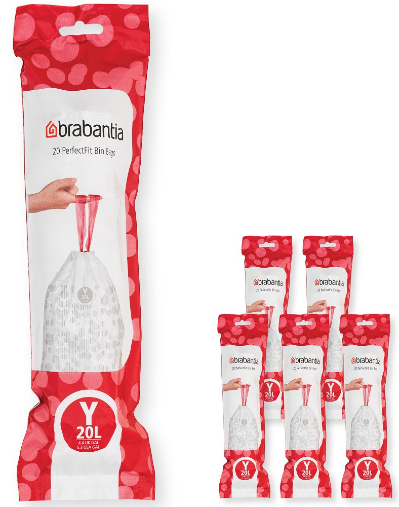 Brabantia PerfectFit szemeteszsák, Y méret, 20L, Multipack 120 zsák, 6 tekercs, 20 zsák/tekercs - 138300