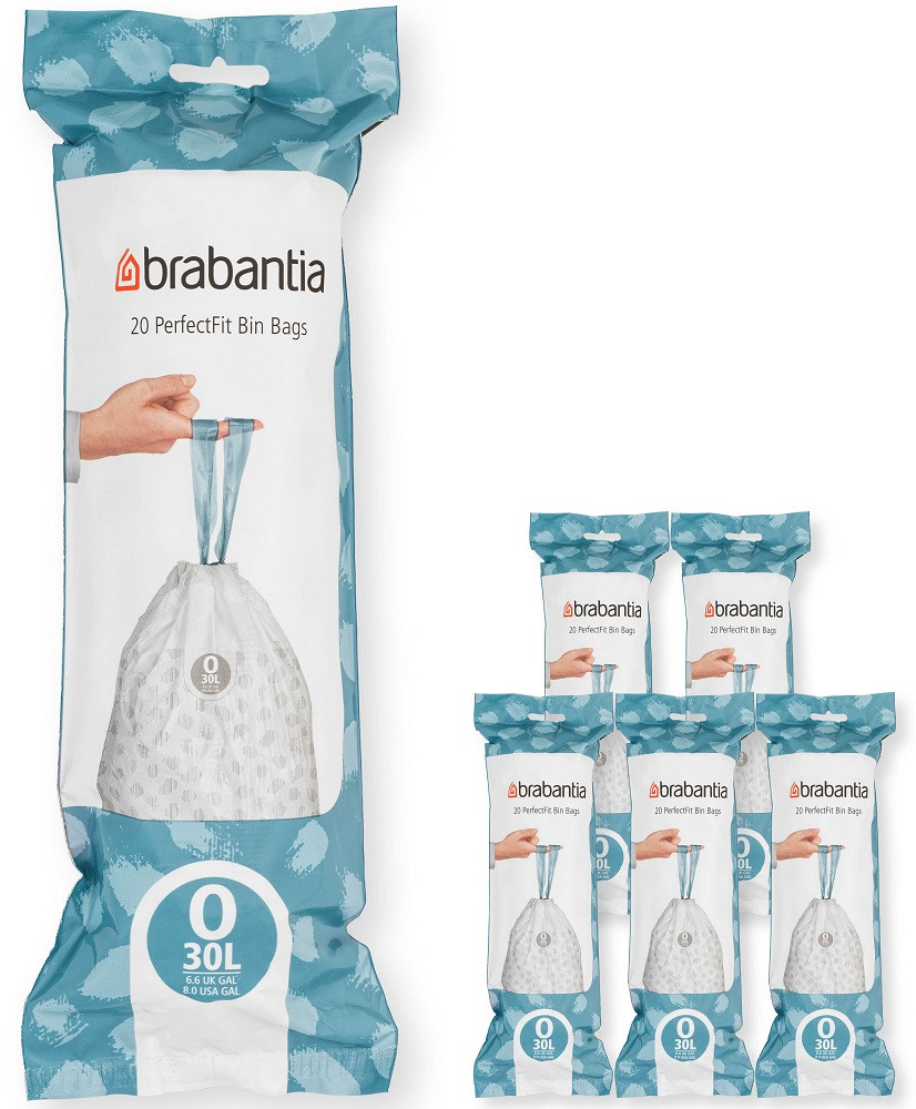 Brabantia PerfectFit szemeteszsák, O méret, 30L, Multipack 120 zsák, 6 tekercs, 20 zsák/tekercs - 138485