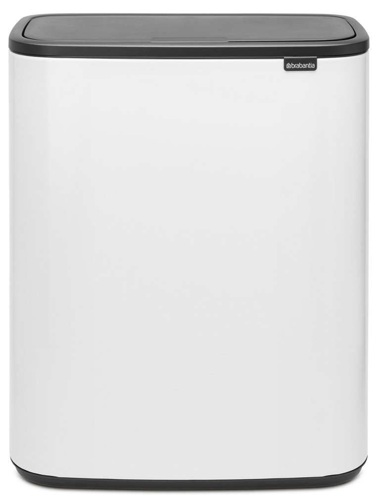 Brabantia Bo Touch Bin nyomófedeles hulladékgyűjtő XXL, padlón álló, műanyag tartály, 2x30L - O méret, acél, fehér