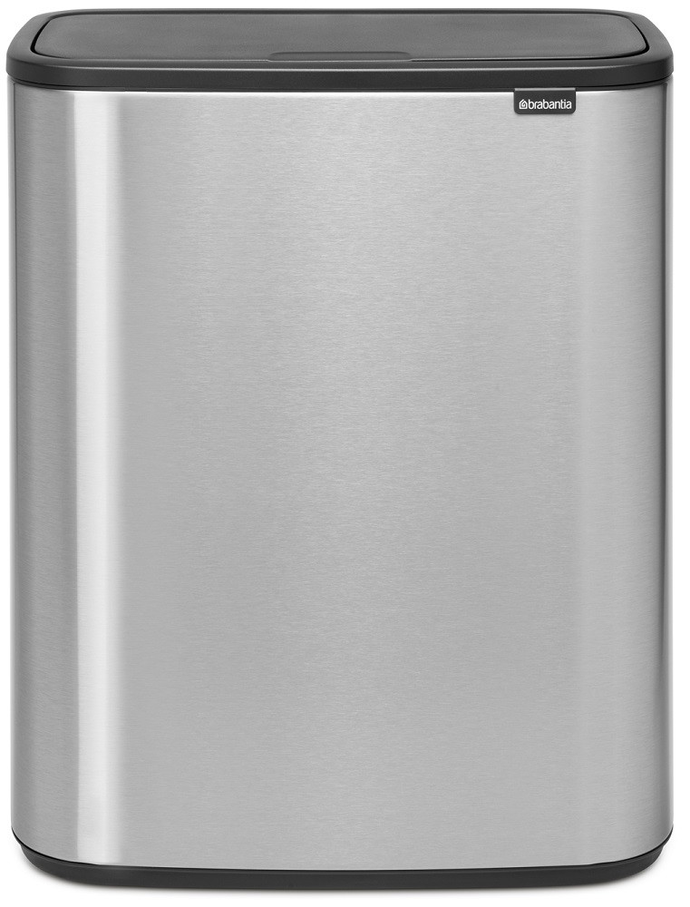 Brabantia Bo Touch Bin nyomófedeles hulladékgyűjtő XXL, padlón álló, műanyag tartály, 2x30L - O méret, r.m. acél, selyem