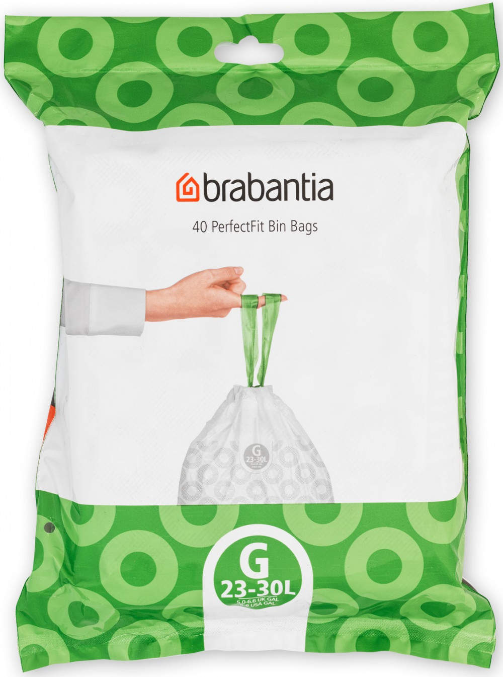 Brabantia PerfectFit szemeteszsák, G méret, 23-30L, visszazárható adagoló csomag, 40 zsák/csomag - 375668