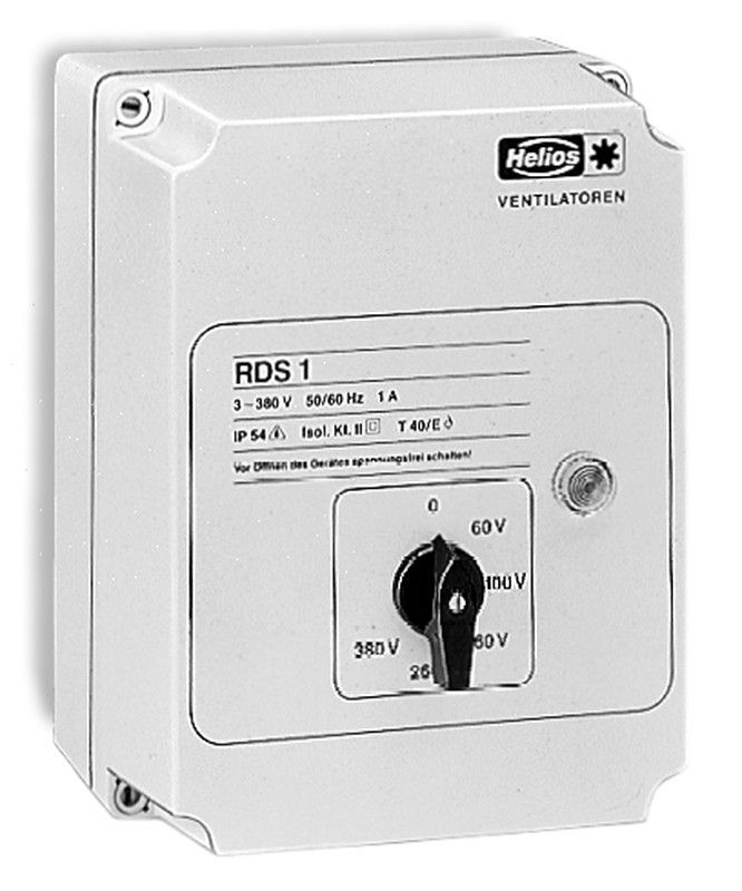 HELIOS RDS 1: Trafós, 5 fokozatú fordulatszámszabályozó, ~3, 400V, thermokontaktos motorvédelemmel, max 1A