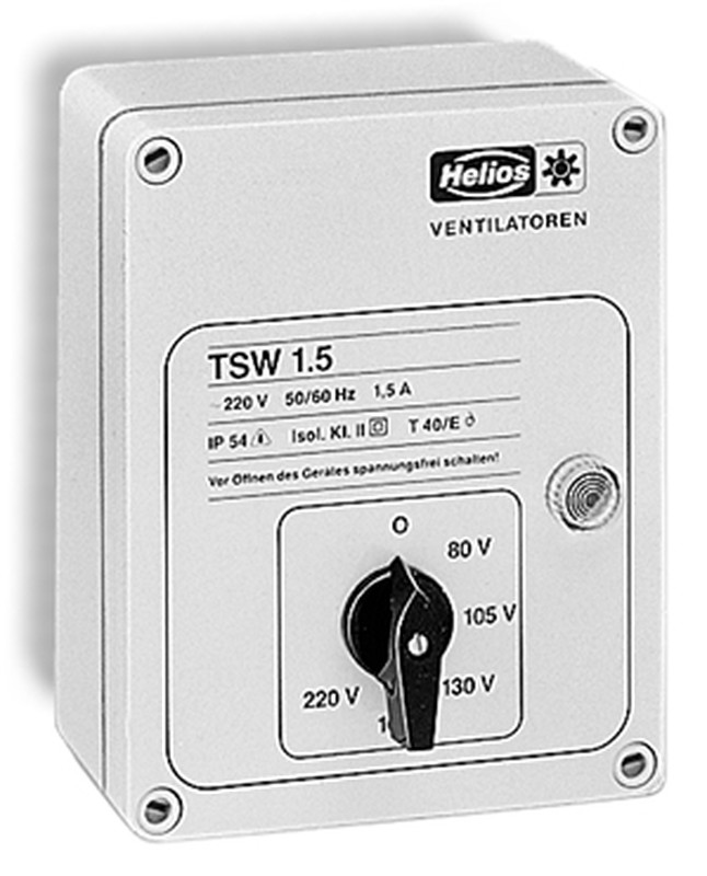 HELIOS TSW 7,5: 5 fokozatú trafós fordulatszámszabályozó, ~1, 230V, max 7,5A