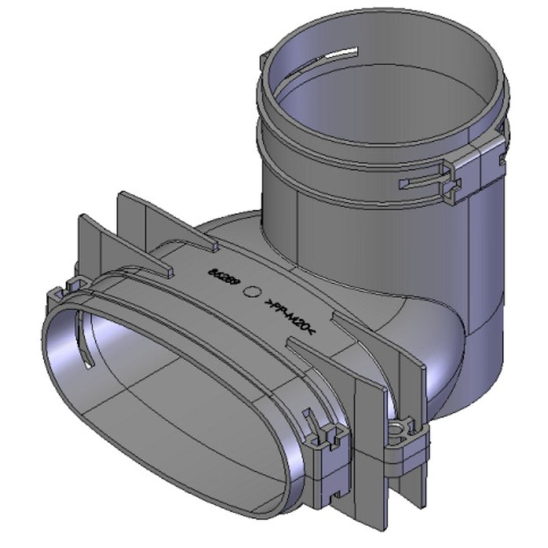 HELIOS FRS-ÜV 51-75: FlexPipe plus rendszer, NÁ75/Oval, átmeneti idom 90° könyök