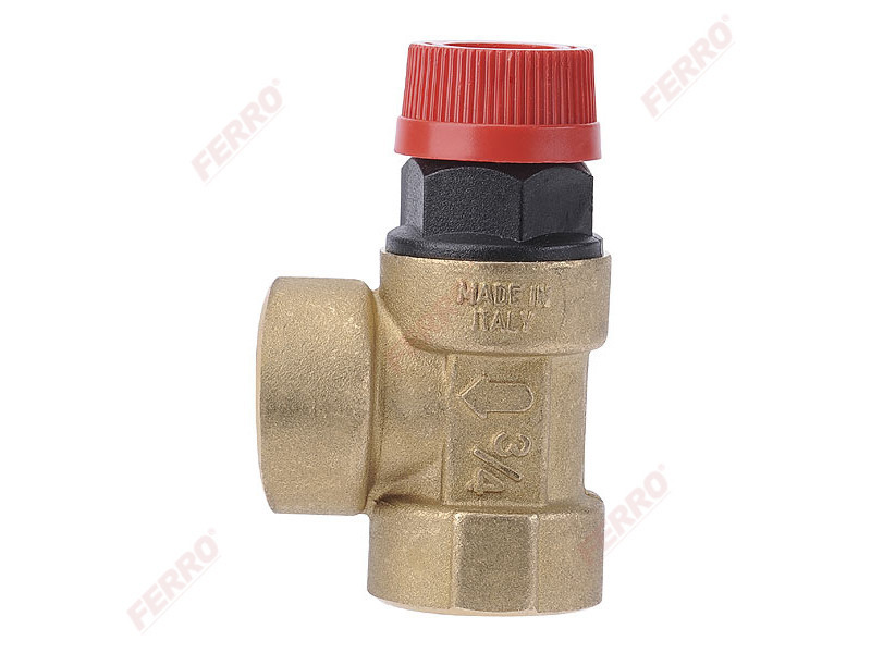 Ferro Biztonsági szelep fűtés és használati melegvízre, 3/4" x 3/4", 2,5 bar, max. 110°C