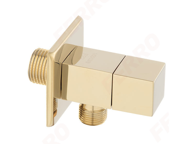 Z294-G - Ferro QUADRO GOLD Sarokcsap takarórozettával arany színű, csatlakozás: G1/2xG1/2