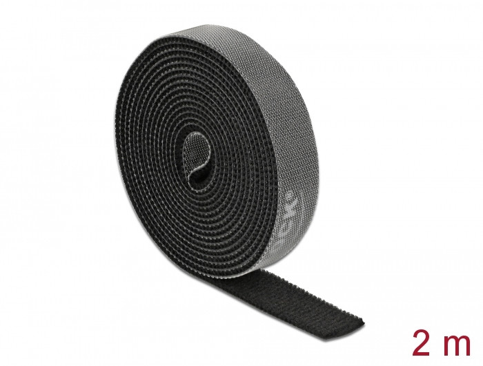 Delock Velcro fekete ragasztó szalag guriga Hx 2 m x Sz 15 mm