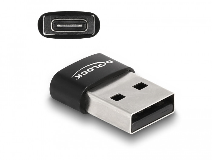 Delock USB 2.0 adapter A-típusú USB apa - USB Type-C anya fekete