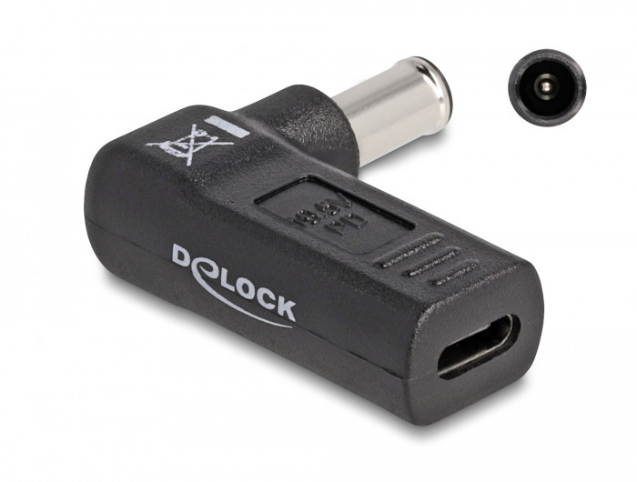 Delock Laptop töltőkábel adapter USB Type-C anya - Sony 6,0 x 4,3 mm apa 90 fokban hajlított