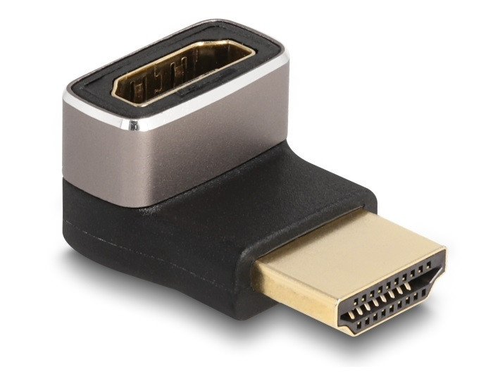 Delock HDMI adapter apa - anya 90 lefelé néző csatlakozódugóval 8K 60 Hz szürke fém