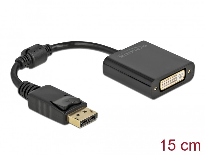 Delock Adapter DisplayPort 1.1-dugós csatlakozó DVI-csatlakozóhüvely passzív fekete