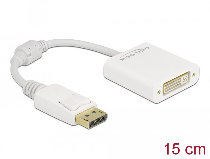 Delock Adapter DisplayPort 1.1-dugós csatlakozó-DVI-csatlakozóhüvely passzív fehér