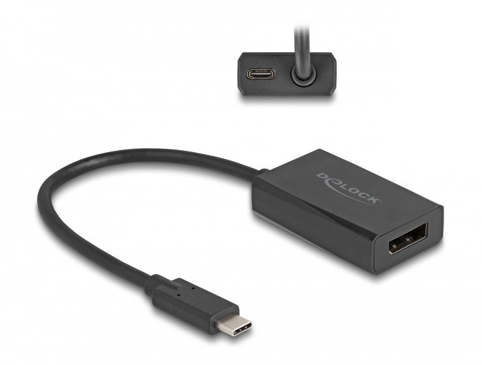 Delock Adapter DisplayPort anya - USB Type-C apa (DP Alt Mode) 4K, PD 85 W-tal