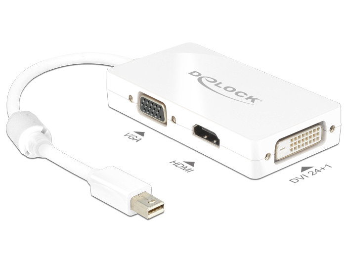 Delock Adapter mini Displayport 1.1-dugós csatlakozó > VGA / HDMI / DVI passzív fehér