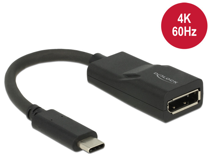 Delock Adapter USB Type-C csatlakozódugóval > Displayport csatlakozóhüvellyel (DP váltakozó mód) 4K