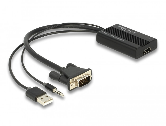 Delock HDMI VGA adapter audió funkcióval 25 cm