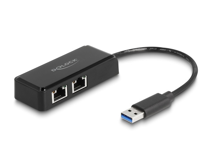 Delock A-típusú USB adapter 2 x Gigabit LAN