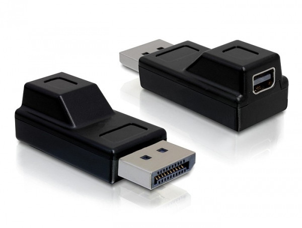 Delock Adapter Displayport male > Displayport mini female, nikkel bevonat, fekete