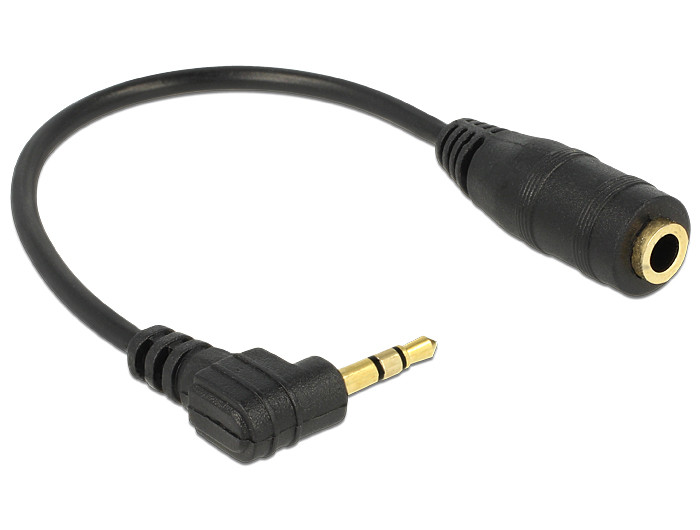 Delock audio sztereó kábel, 2.5 mm hajlított apa > 3.5 mm anya 3 pin, 14 cm