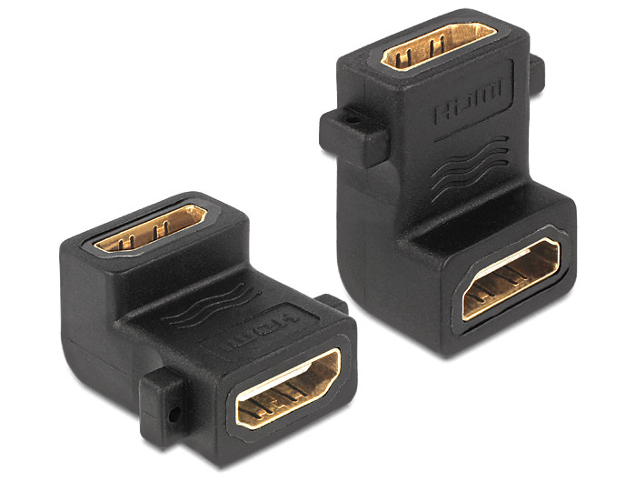 Delock HDMI A anya > anya adapter, csavarhellyel, 90 -ban elforgatott