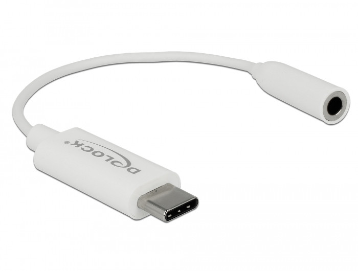 Delock USB Type-C audió adapter anya sztereó jackhez 14 cm fehér