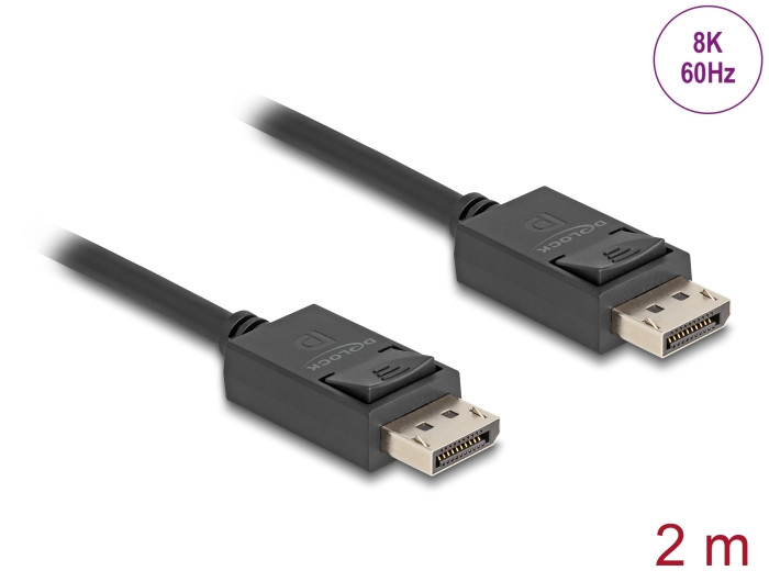 Delock DisplayPort kábel 8K 60 Hz 40 Gbps 2 m