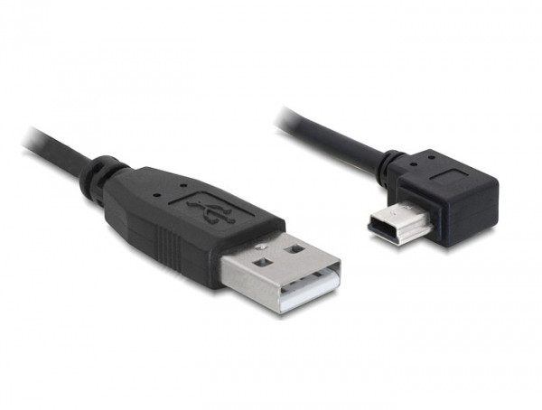 Delock USB 2.0-A apa - USB mini-B 5 tűs könyök apa átalakító kábel, 1m