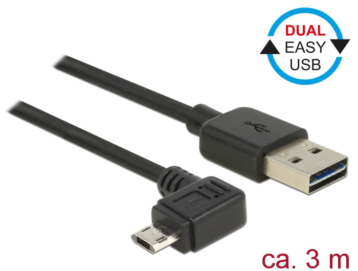 Delock Kábel, EASY-USB 2.0-s A-típusú csatlakozódugó > EASY-USB 2.0-s Micro-B típusú csatlakozódugó,