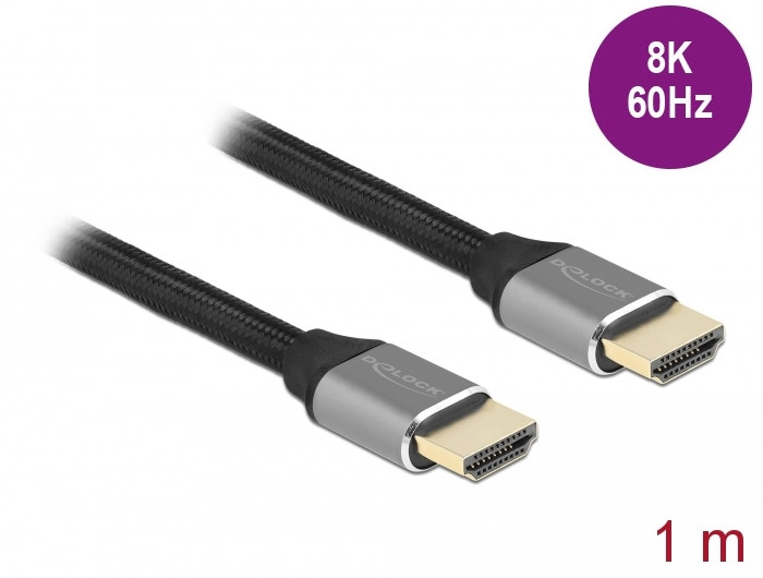 Delock Ultra nagy sebességű HDMI kábel 48 Gbps 8K 60 Hz szürke 1 m tanúsítvánnyal