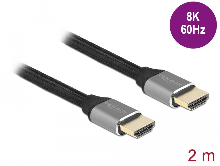 Delock Ultra nagy sebességű HDMI kábel 48 Gbps 8K 60 Hz szürke 2 m tanúsítvánnyal